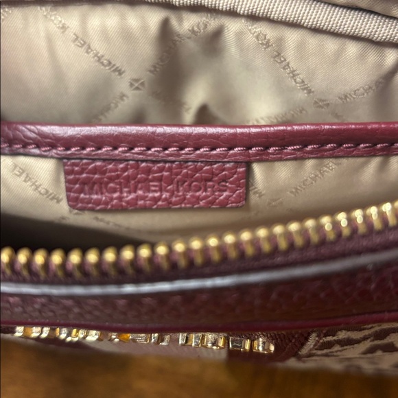 Michael Kors Maroon and Tan Signature Monogram Crossbody Bag - Picture 7 of 10